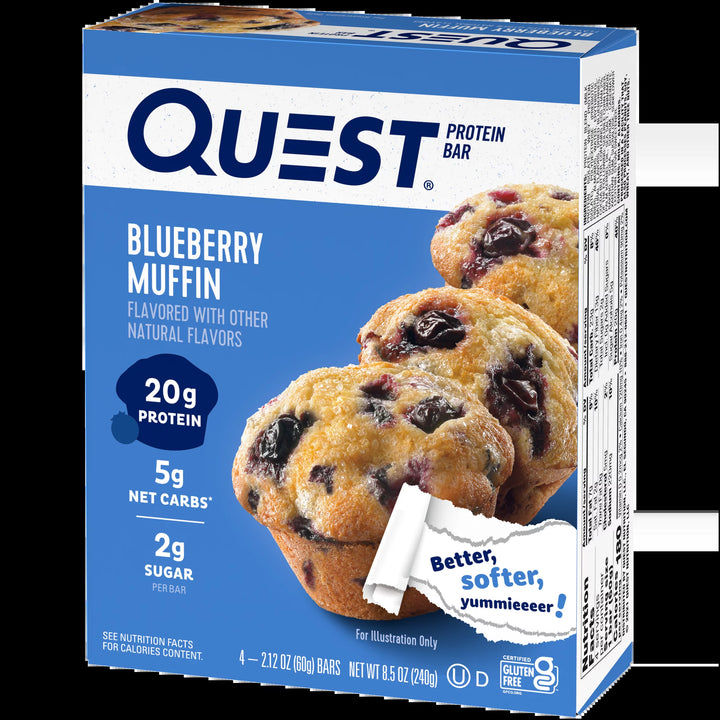 (3 Pack)  Protein Bar, Blueberry Muffin Flavor, 20G of Protein, Gluten Free, 4 Count