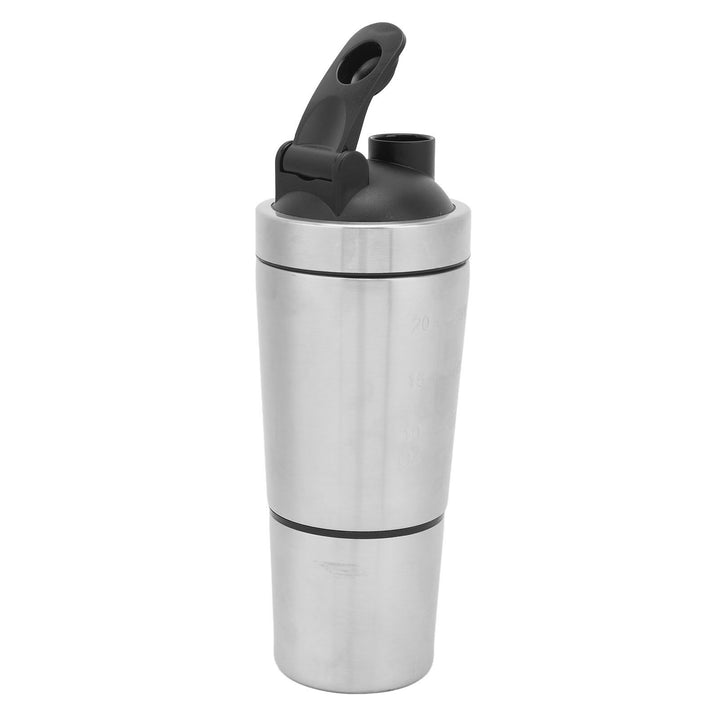 Shaker Bottle with Scale Portable Stainless Steel Double Section Shaker Bottle for Gym Lovers