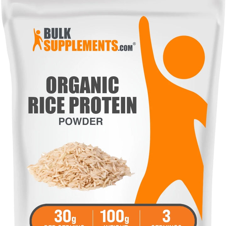 Bulksupplements Organic Rice Protein Powder - Gluten Free, 30G per Serving - 100 Grams (3.5 Oz) - 3 Servings