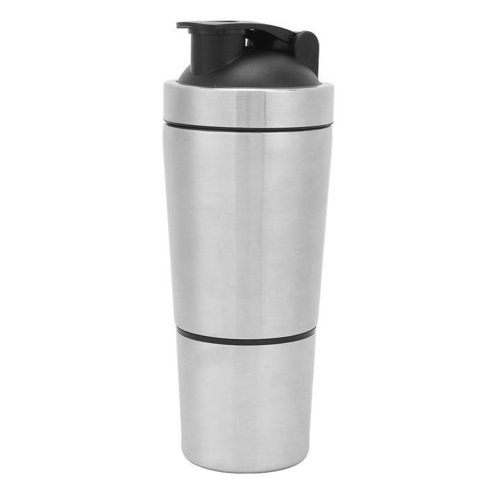 Shaker Bottle with Scale Portable Stainless Steel Double Section Shaker Bottle for Gym Lovers