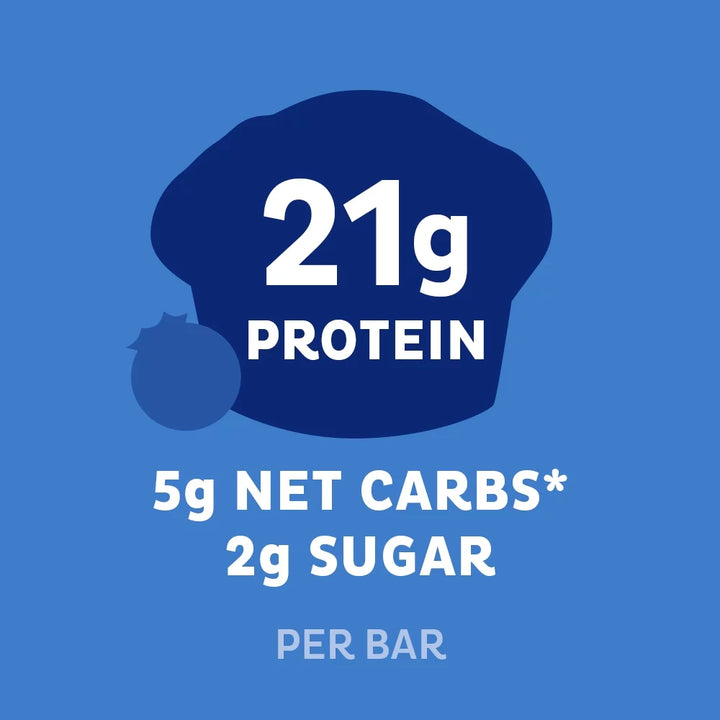(3 Pack)  Protein Bar, Blueberry Muffin Flavor, 20G of Protein, Gluten Free, 4 Count