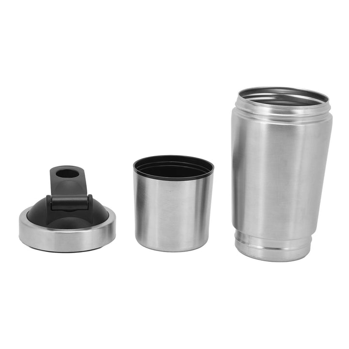 Shaker Bottle with Scale Portable Stainless Steel Double Section Shaker Bottle for Gym Lovers